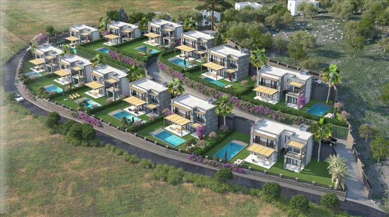 Элитный комплекс меблированных вилл в 400 метрах от моря, рядом с центром Бодрума, Турция